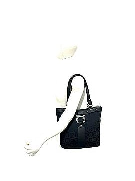 Salvatore Ferragamo Salvatore Ferragamo Gancini pattern, metal hardware, canvas, leather, genuine leather handbag, black, 19508 (view 2)