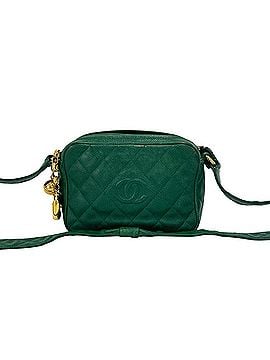 Chanel CHANEL Vintage Matelassé Coco Mark Caviar Skin Shoulder Bag Green 202-6 (view 1)