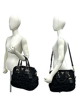 Prada PRADA Prada Logo Hardware Gathered Nylon Leather Genuine 2-way Handbag Tote Bag Shoulder Black 12210 (view 2)
