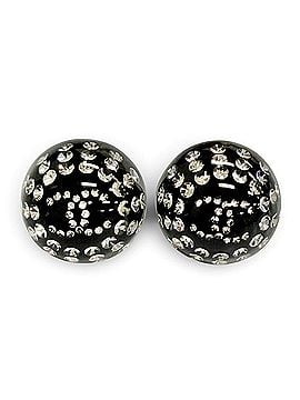 Chanel CHANEL D26A Coco Mark Crystal Rhinestone Monotone Stud Earrings, Black, Made in France, Women's, with Box. (Pair) (view 1)