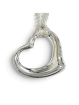 Tiffany & Co. TIFFANY&amp;Co. Tiffany &amp; Co. Elsa Peretti Open Heart Pendant Large 925 Mesh Chain Necklace Silver Made in Spain Weight 23.3g Women's (view 1)