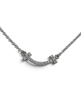 Tiffany & Co. TIFFANY&amp;Co. Tiffany T Smile Pendant Mini AU750 (WG) Diamond Necklace White Gold Weight 2.32g Women's Comes with Storage Bag (view 1)