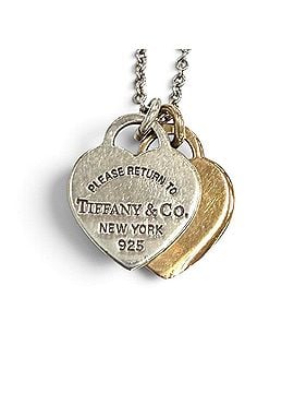 Tiffany & Co. TIFFANY&amp;Co. Tiffany &amp; Co. Return to Mini Double Heart Tag Necklace AG925 750 (YG) Combination Silver Yellow Gold Weight 3.4g Women's Comes with Box and Dust Bag (view 1)