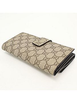 Gucci GUCCI Bi-fold Long Wallet 212104 Double Snap Closure GG Supreme Women's Beige (view 2)