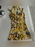 Cache Houndstooth Floral Black Yellow Cocktail Dress Size XS - photo 4