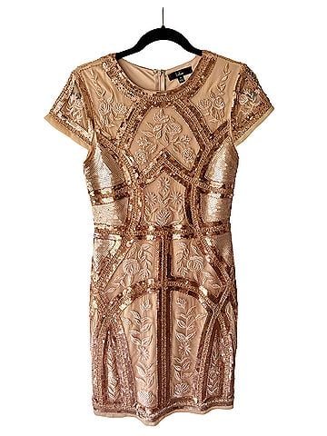 Lulus Rose Gold Sequin Embroidered Short Dress Cocktail Dress (view 1)