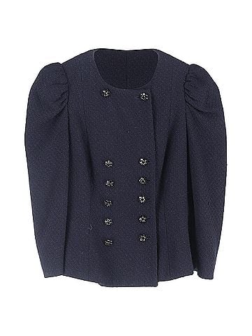 Moschino Moschino Double-Breasted Puffed Sleeve Blazer in Navy Blue Wool (view 1)