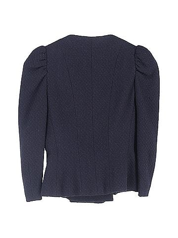 Moschino Moschino Double-Breasted Puffed Sleeve Blazer in Navy Blue Wool (view 2)