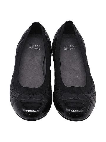 Stuart Weitzman Stuart Weitzman Quilted Ballet Flats in Black Leather (view 2)