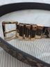 Michael Kors 100% Leather Animal Print Black Gold Belt Size S - photo 3