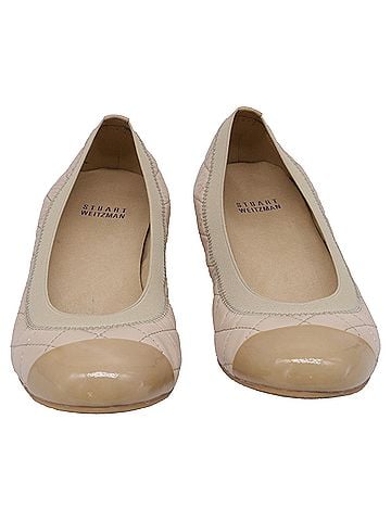 Stuart Weitzman Stuart Weitzman Quilted Ballet Flats in Beige Leather (view 2)