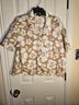 Target 100% Cotton Floral Brown White Tan Short Sleeve Button-Down Shirt Size L - photo 5