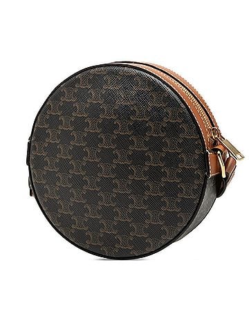 Céline Celine Triomphe Round Purse Crossbody Shoulder Bag, Black/Brown Leather, Women's CELINE (view 2)