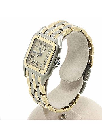 Cartier Cartier Panthère MM 3-Row Date Two-Tone Watch 83083244 Boys' Ivory YG Yellow Gold Quartz (view 2)