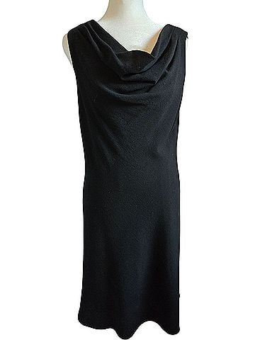 Lavender Label by Vera Wang Lavendar Label Black A-Line Cowl Neck Bias Cut Sleeveless Dress Cocktail Dress (view 1)