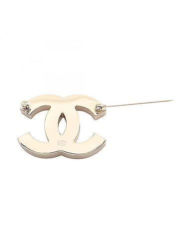 Chanel Chanel Coco Mark Brooch Accessory, Gold Plated (GP), Women's, Gold, White, Black (view 2)