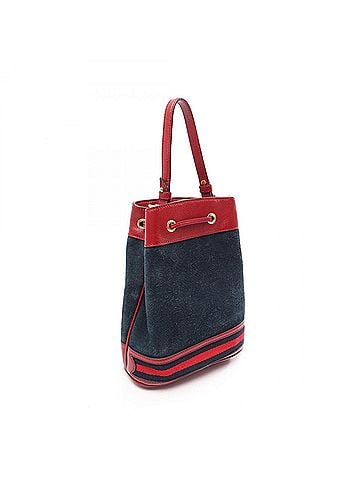 Gucci Gucci Ophidia Small Bucket 2-Way Handbag, Suede Leather, Women's, Navy/Red, 550621 (view 2)