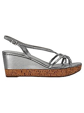 Prada Prada Platform Wedge Sandals in Silver Leather (view 1)