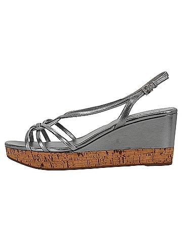 Prada Prada Platform Wedge Sandals in Silver Leather (view 2)