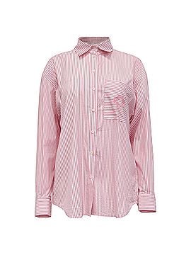 Maje Maje Oversized Striped Shirt in Pink Cotton (view 1)
