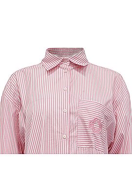 Maje Maje Oversized Striped Shirt in Pink Cotton (view 2)