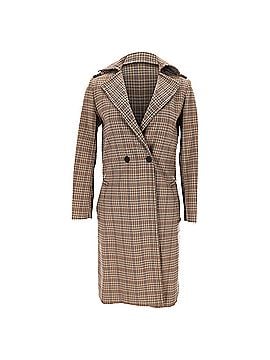 Sandro Sandro Plaid Double-Breasted Coat in Beige Polyester (view 1)