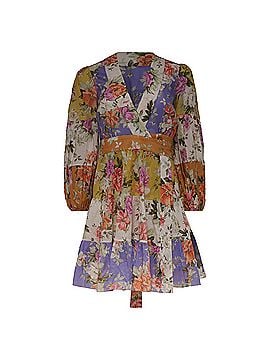 Zimmermann Zimmermann Pattie Belted Voile Wrap Mini Dress in Floral-Print Cotton (view 1)