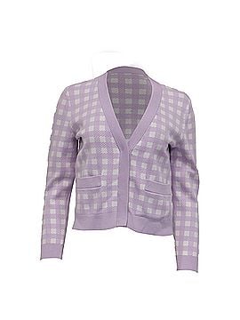 Maje Maje Mystyle Checkered Cardigan in Purple Viscose (view 1)