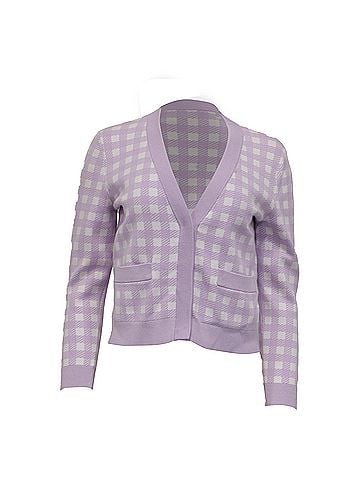 Maje Maje Mystyle Checkered Cardigan in Purple Viscose (view 1)