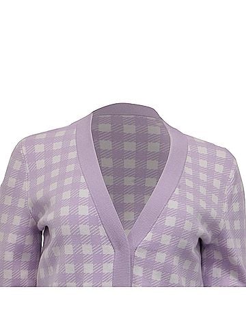 Maje Maje Mystyle Checkered Cardigan in Purple Viscose (view 2)