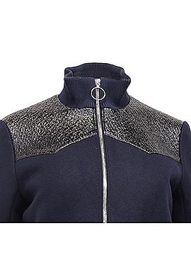 Maje Maje Biker Blousson Zipper Jacket in Navy Blue Wool (view 2)