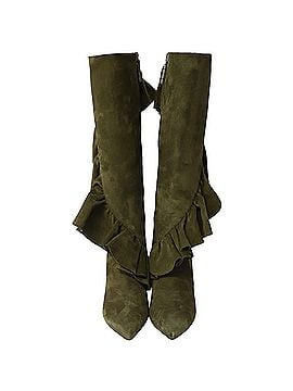 J.W. Anderson J W Anderson Ruffle Thigh-High Boots in Olive Suede (view 2)