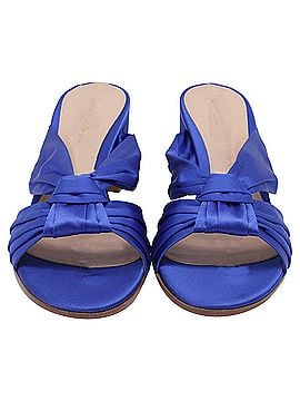 Gianvito Rossi Gianvito Rossi Twist Knot Mules in Blue Satin (view 2)