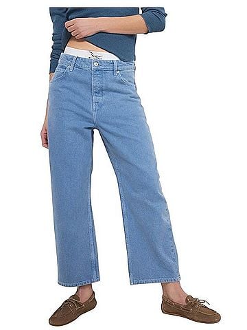 Free People We The Free Ocean Deep Trance Dropped Barrel Boyfriend Casual Pants (view 1)