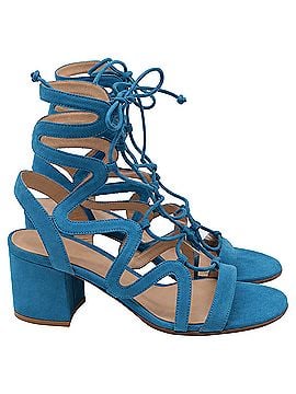 Gianvito Rossi Gianvito Rossi Artemis Wrap Sandals in Blue Suede (view 1)