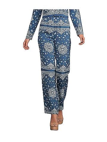 Gianni Bini Whitney Satin Blue Bandana Casual Pants (view 1)
