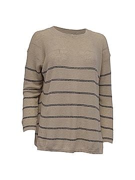 Max Mara Max Mara Leisure Madia Striped Side-Slit Sweater in Beige Cotton (view 1)
