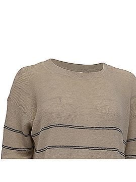 Max Mara Max Mara Leisure Madia Striped Side-Slit Sweater in Beige Cotton (view 2)