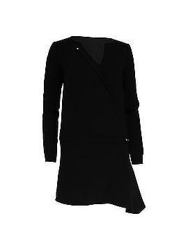 BA&SH Ba&amp;Sh Asymmetric Long Sleeve Mini Dress in Black Wool (view 1)