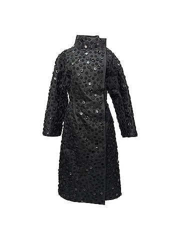 Alaïa Alaïa Dots Knee Length Coat in Black Wool (view 1)