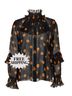 Anna Sui Floral Black Yellow Blouse Size 8 - photo 1