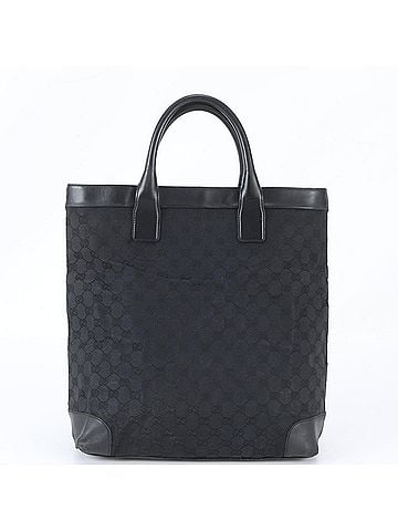 Gucci Gucci GG Canvas 002 1121 Leather Tote Bag Shoulder Handbag Black Men's (view 1)