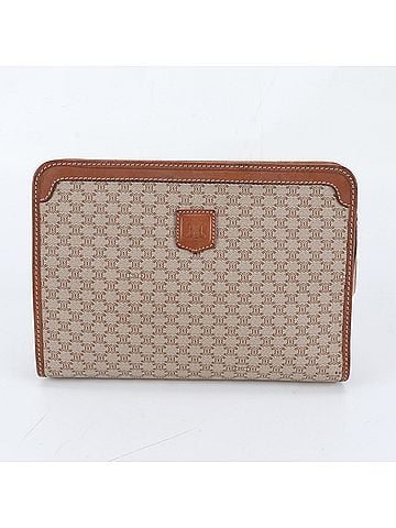 Céline Celine Macadam Triomphe Leather Second Bag Clutch Pouch Business Brown Men's (view 1)