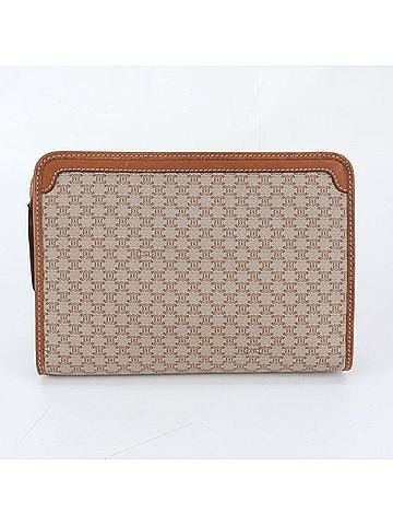 Céline Celine Macadam Triomphe Leather Second Bag Clutch Pouch Business Brown Men's (view 2)