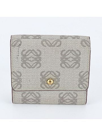 Loewe Loewe Anagram Leather Tri-fold Wallet, Compact Beige, Gold Hardware, Women's (view 1)