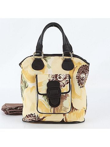 Céline Celine Flower Pattern Leather Tote Bag Shoulder Handbag Gold Hardware Women's (view 1)