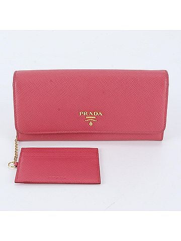 Prada Prada Saffiano Leather Long Wallet with Card Holder/Card Case, Round Zipper, for Women (view 1)