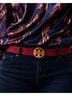 Tory Burch 100% Leather Graphic Pink Burgundy Belt Size XL - photo 5