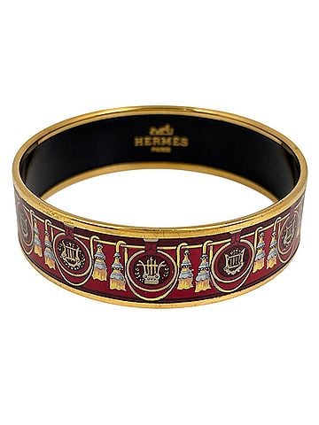 Hermès Hermes HERMES Email GM Cloisonné Bangle GP Gold Red Women's (view 2)
