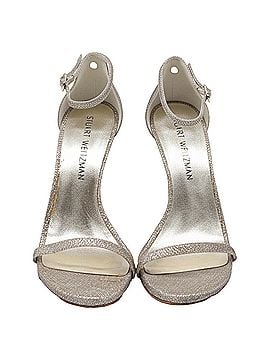 Stuart Weitzman Stuart Weitzman Fabric Ankle Strap Open Toe Sandals in Silver Glitter (view 2)